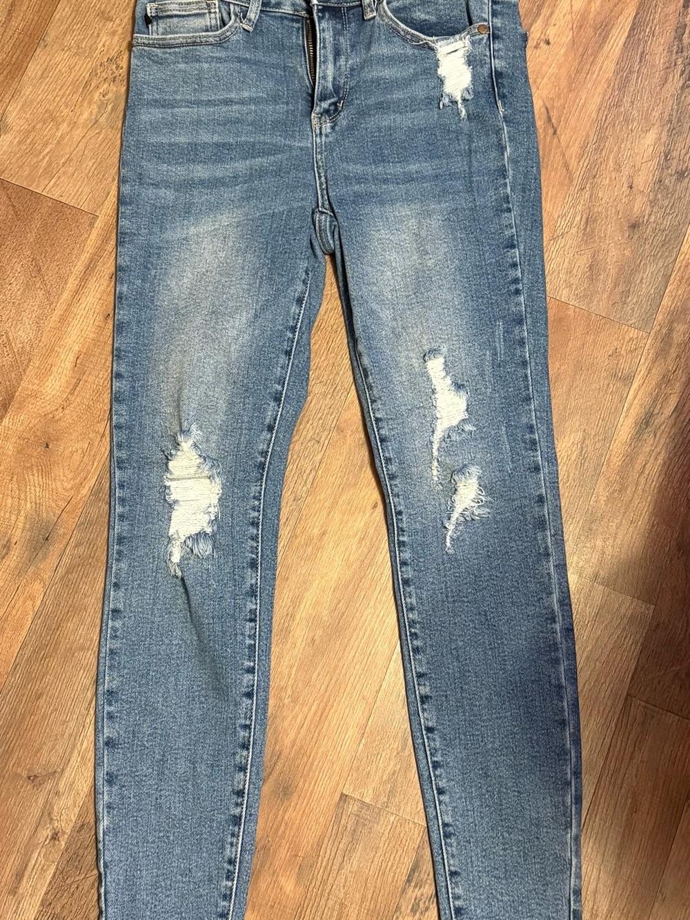 Judy Blue Light Wash Ripped Skinny Jeans